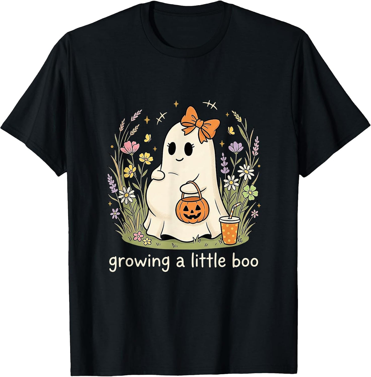 Growing A-Little-Boo Pregnant Ghost Halloween Pregnancy T-Shirt
