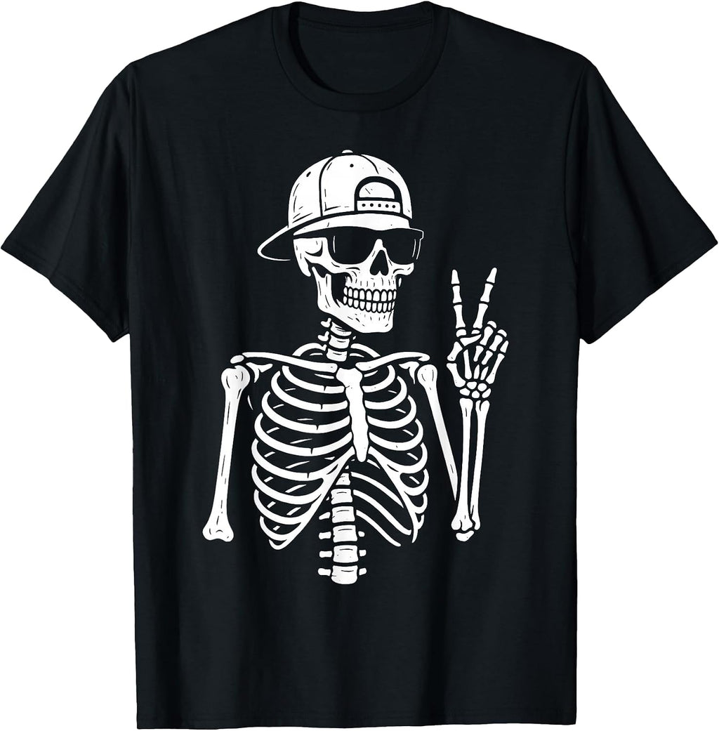 Skeleton Peace Sign Shirts For Men Women & Kids