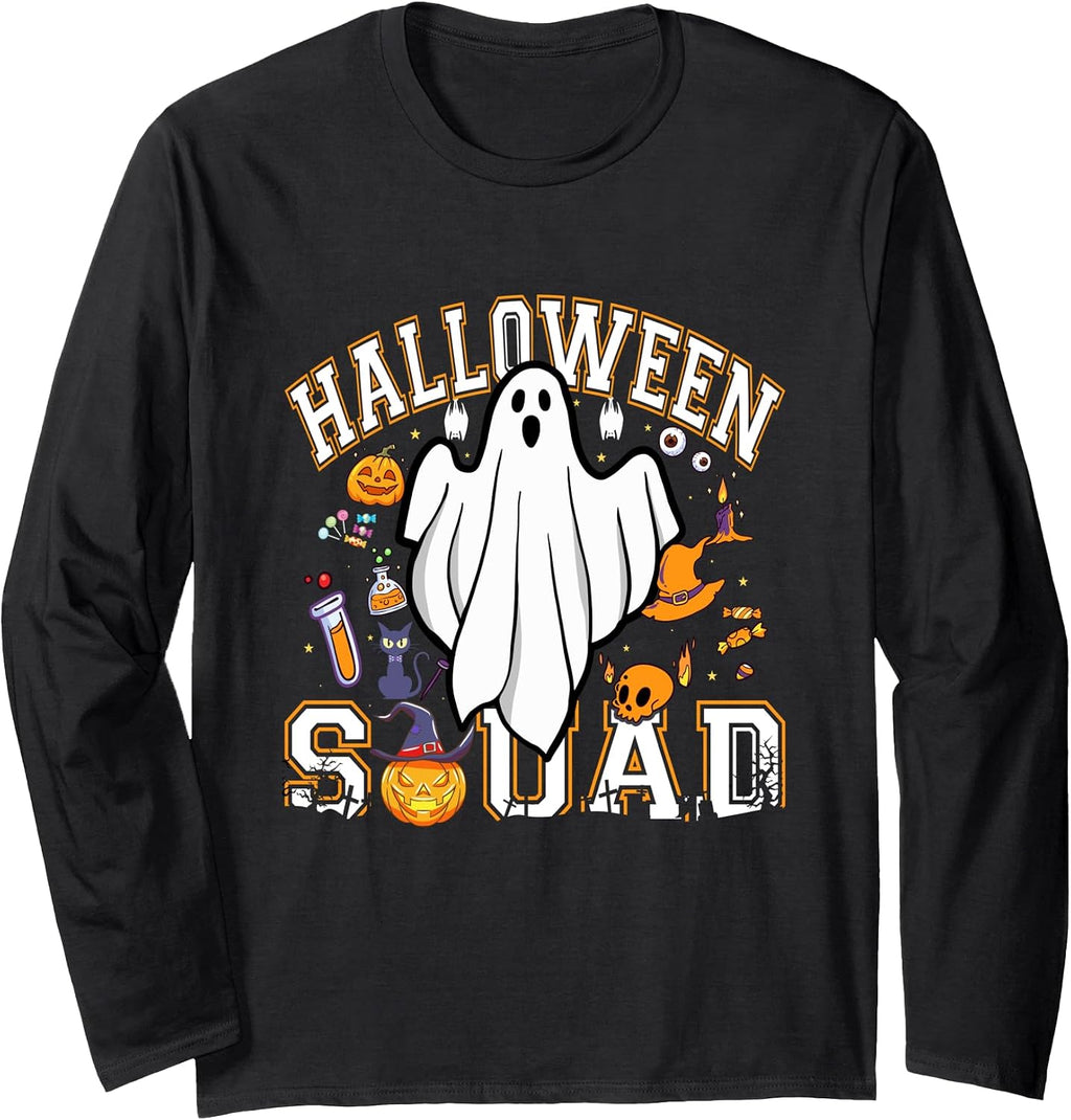 Halloween Squad Shirt Boo Ghost Spooky Season Funny Long Sleeve T-Shirt