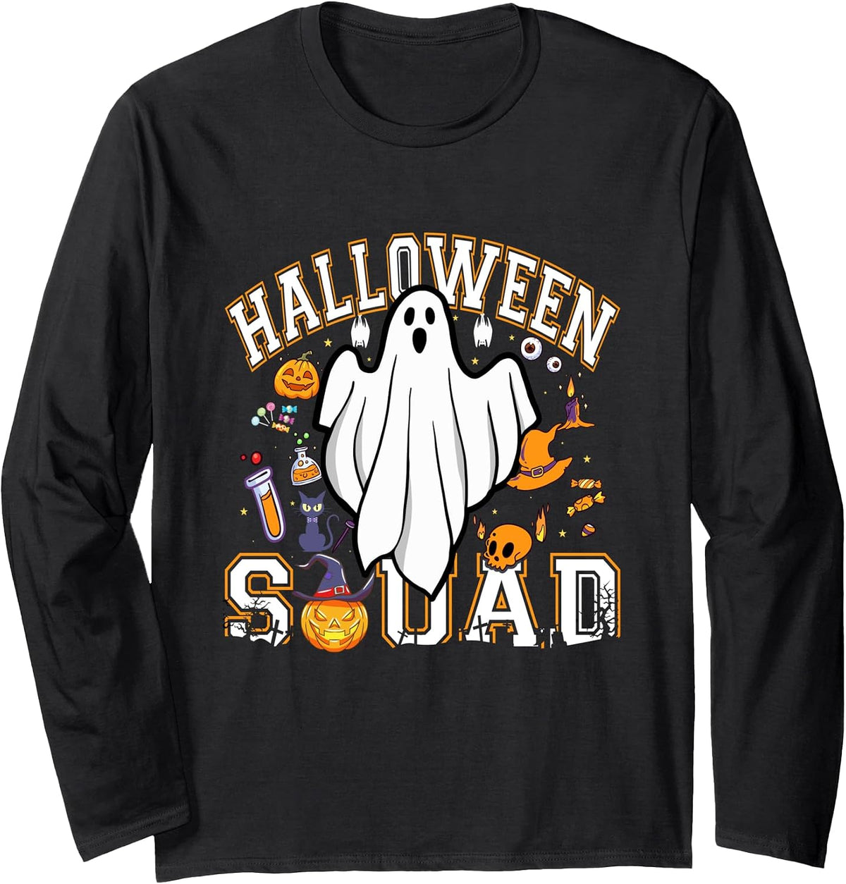 Halloween Squad Shirt Boo Ghost Spooky Season Funny Long Sleeve T-Shirt