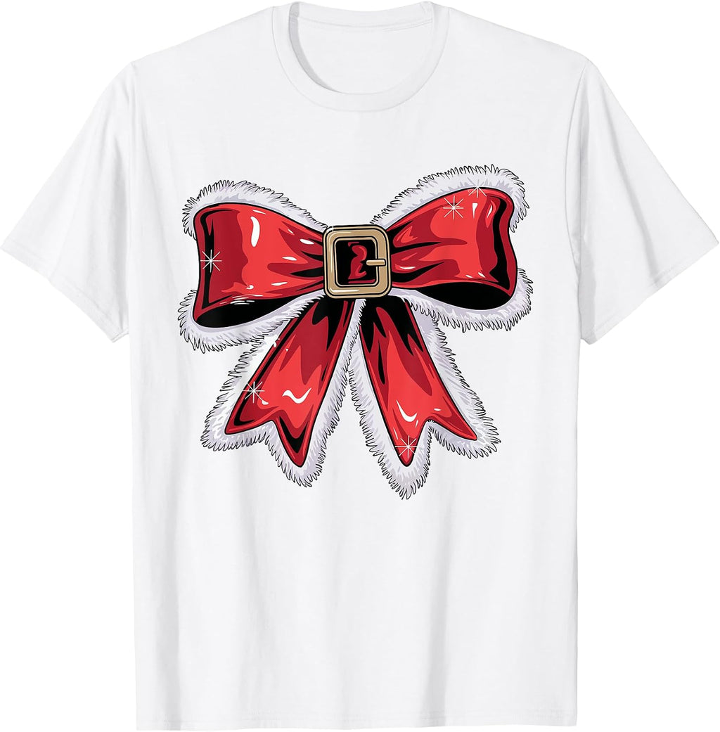 Christmas Coquette Bow Christmas Santa Cute Christmas Women T-Shirt