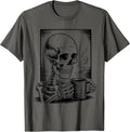 Skeleton Skull Drinking Coffee Grunge Halloween Coffee Lover T-Shirt