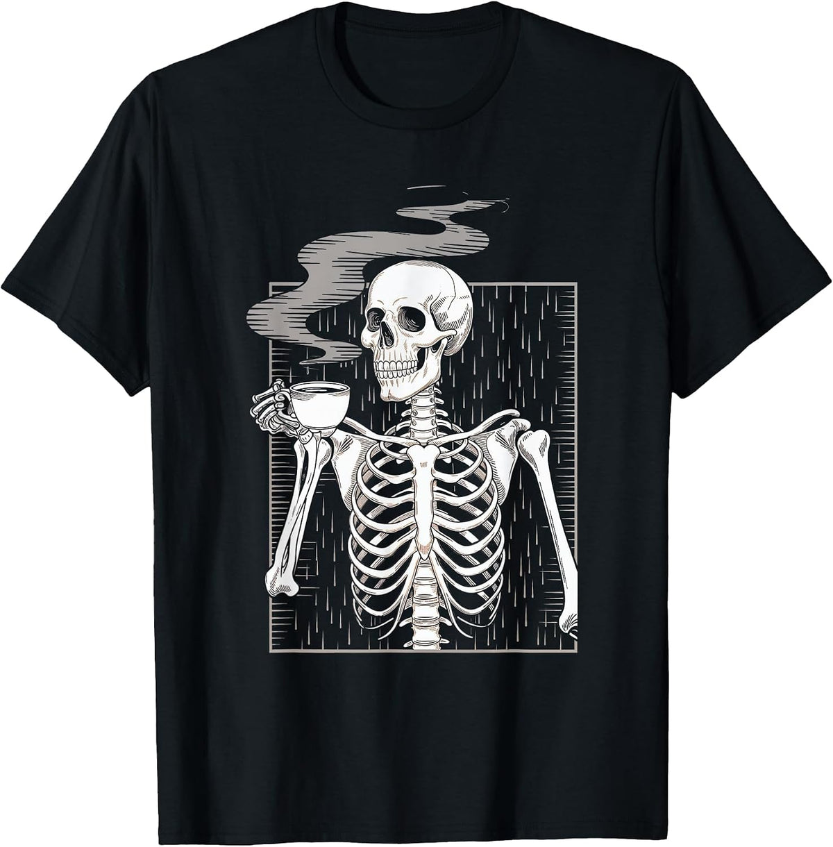 Skeleton Drinking Coffee Caffeine Skull Coffee Lover T-Shirt