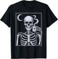 Skeleton Drinking Coffee Funny Fall Halloween Goth Skull T-Shirt