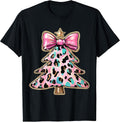 Cute Coquette Bow Christmas Tree Girls Womens Xmas Aesthetic T-Shirt