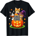 Cute Kittens Pumpkin Halloween Spooky Season Men Women Kids T-Shirt