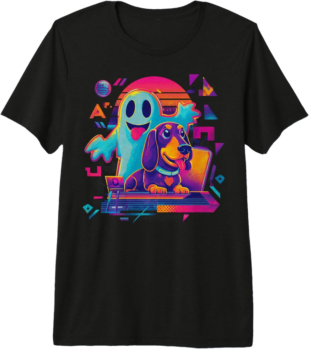 Ghost Dog Halloween Retro Design Pet Lover Spooky Theme Premium Tri-Blend T-Shirt