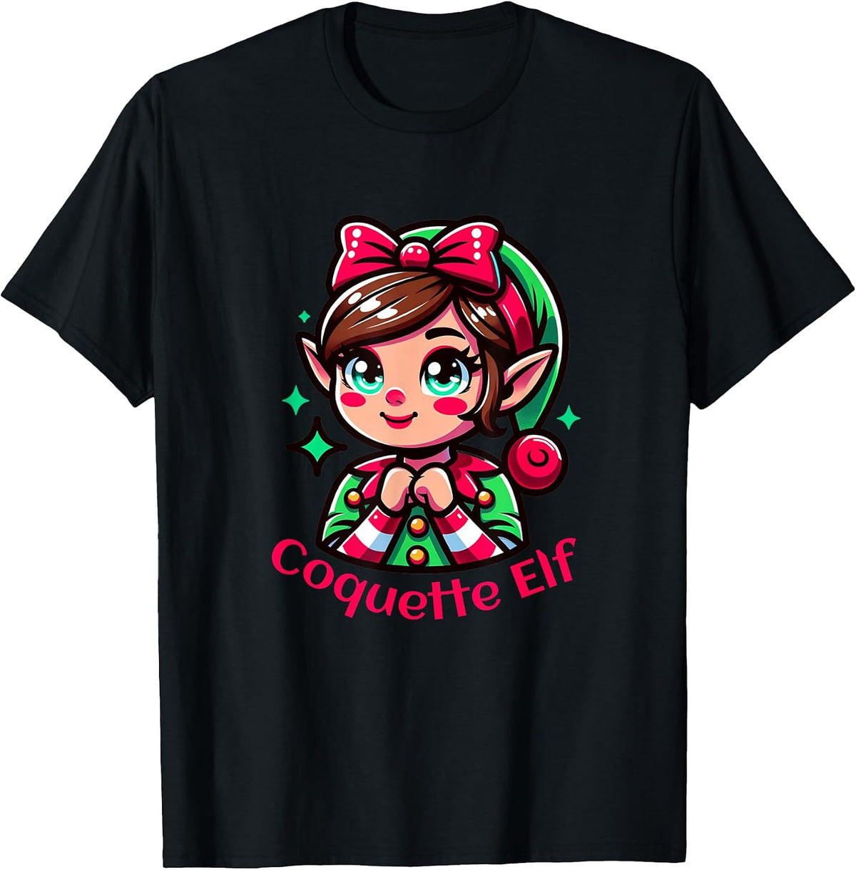 Coquette Elf Cute Christmas coquette bow for women and girls T-Shirt