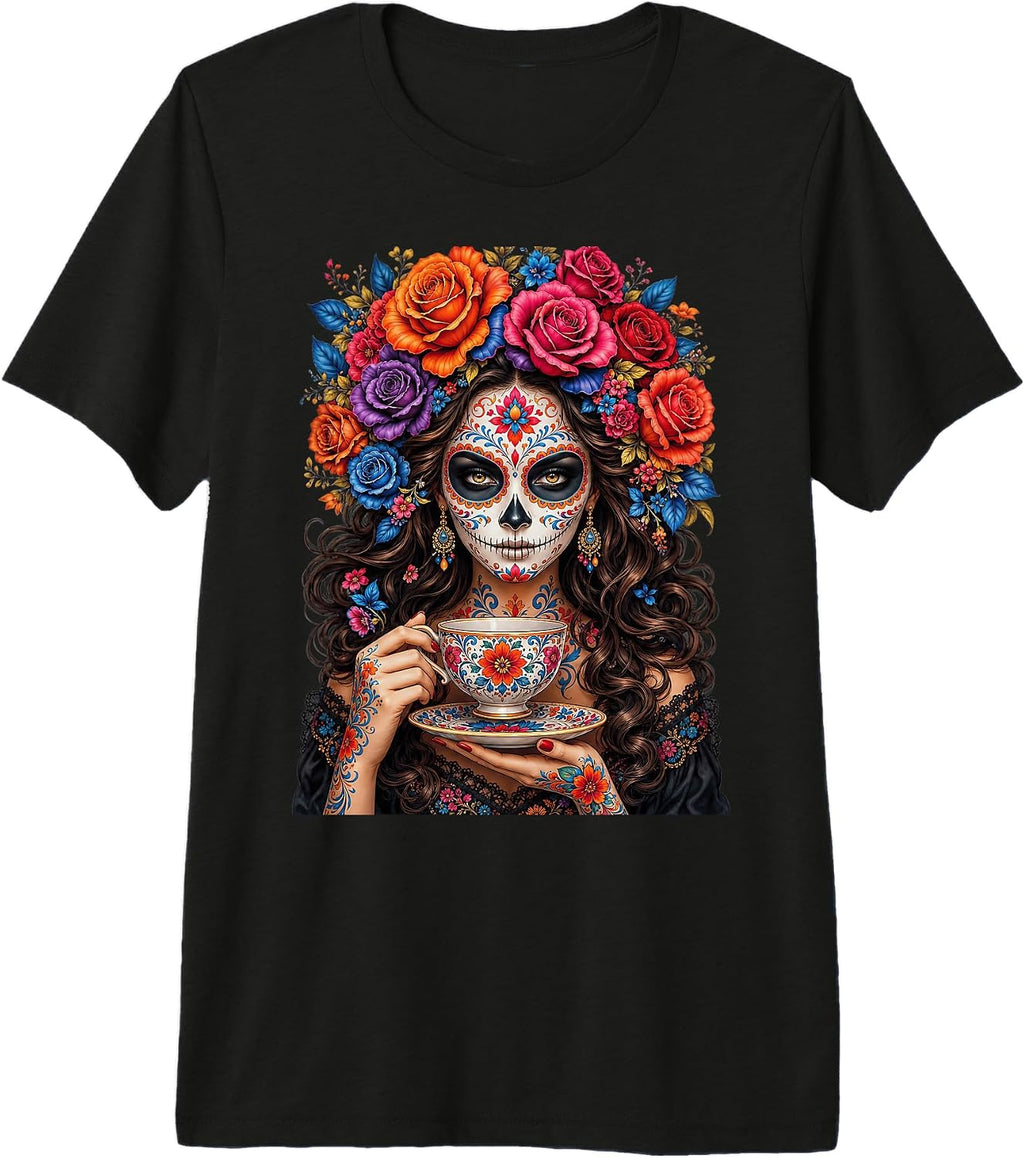 Dia De Los Muertos Mexican Sugar Skull Day of The Dead Women Premium Tri-Blend T-Shirt