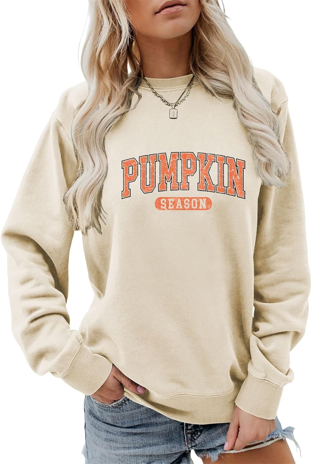 Pumpkin Season Sweatshirt, Vintage Graphic Shirt Funny Fall Sweater Womens Casual Crewneck Halloween Pullover Tops