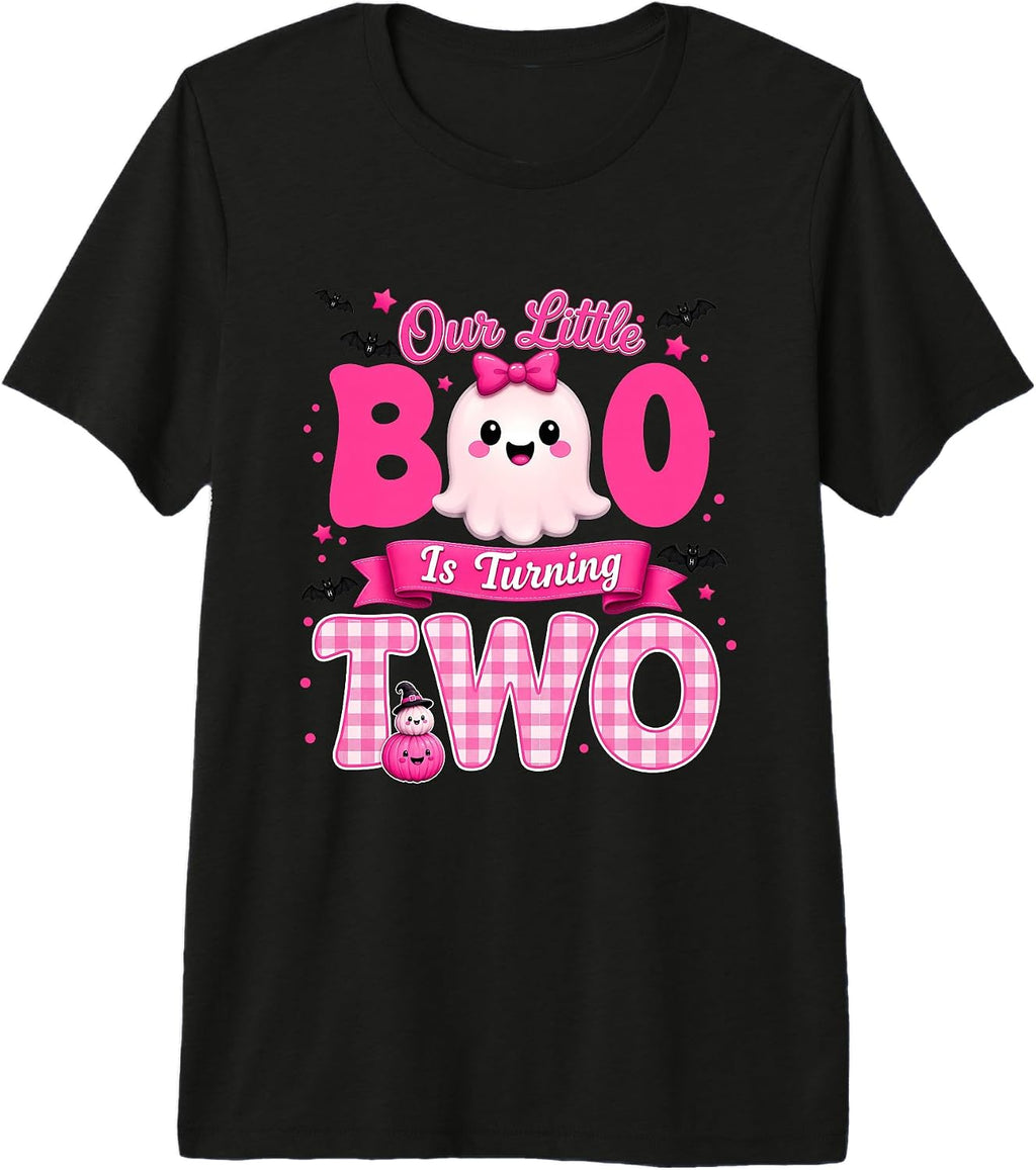 Our Little Boo is Turning Two 2nd Birthday Girl Cute Ghost Premium Tri-Blend T-Shirt