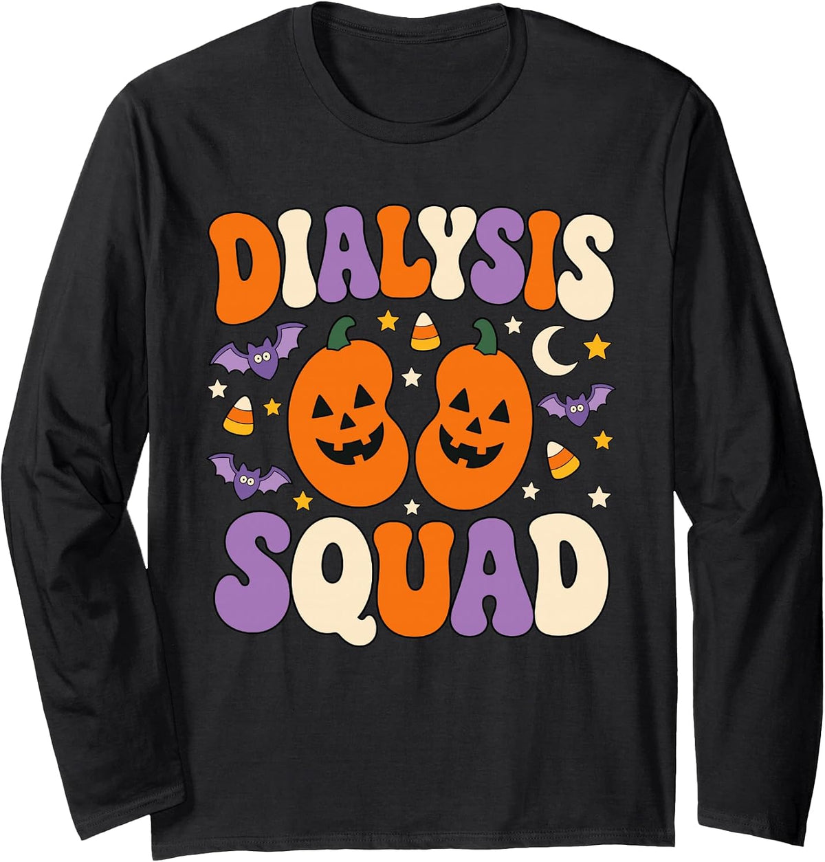 Halloween Dialysis Squad Kidney Pumpkins Retro Dialysis Tech Long Sleeve T-Shirt