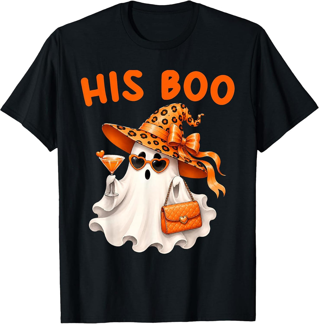 Her Boo & His Boo Funny Matching Halloween Couples Men Women T-Shirt