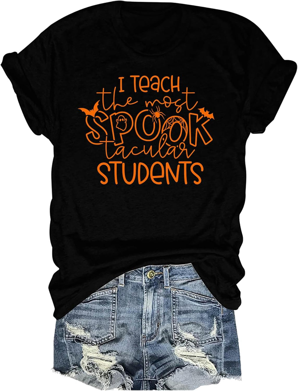 Teacher Halloween Shirt Women Funny Teacher Short Sleeve T-Shirts