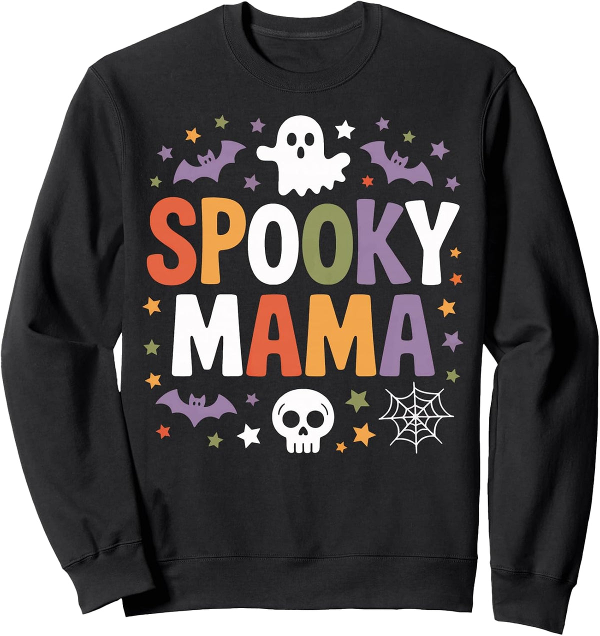 Spooky Mama Halloween Season Women Moms Ghosts Bats Stars Sweatshirt
