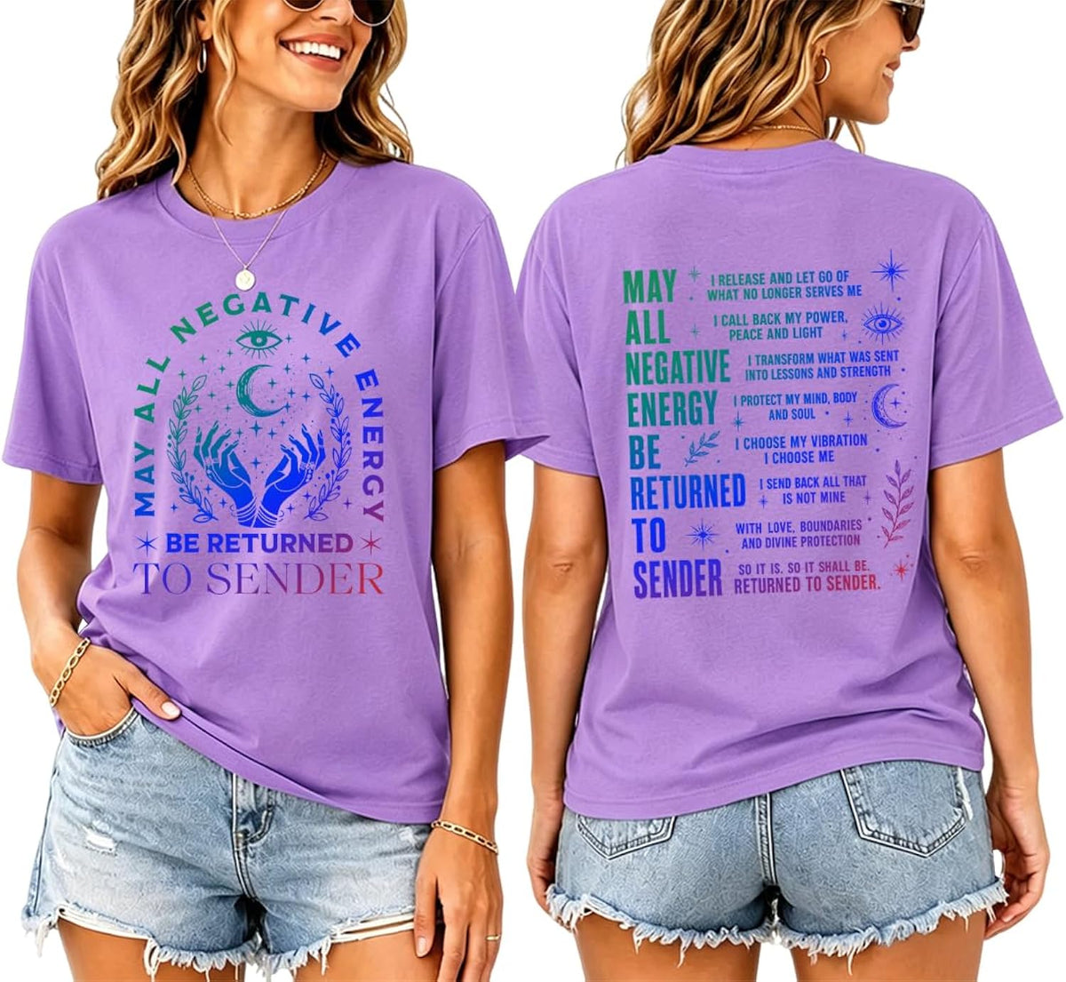 May All Negative Energy Be Returned To Sender Shirt Boho Mystical Tee