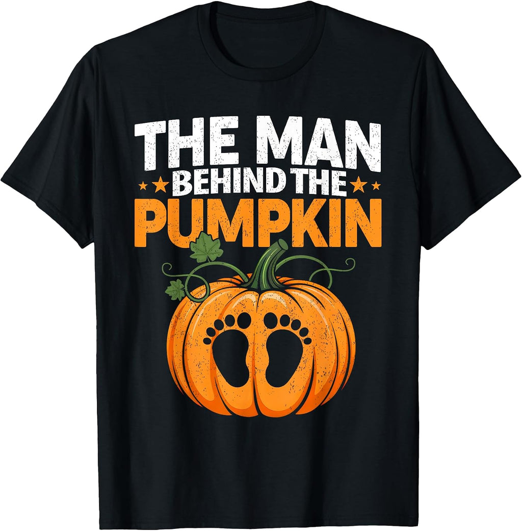 Funny Halloween Pregnancy Costume The Man Behind The Pumpkin T-Shirt