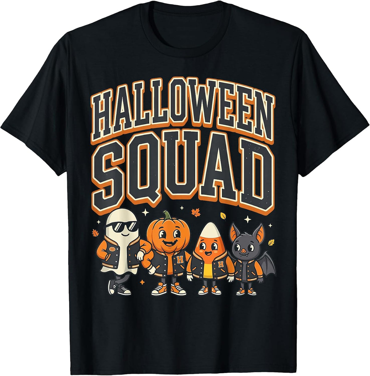 Halloween Squad Ghost Pumpkin Candy Corn Cat T-Shirt