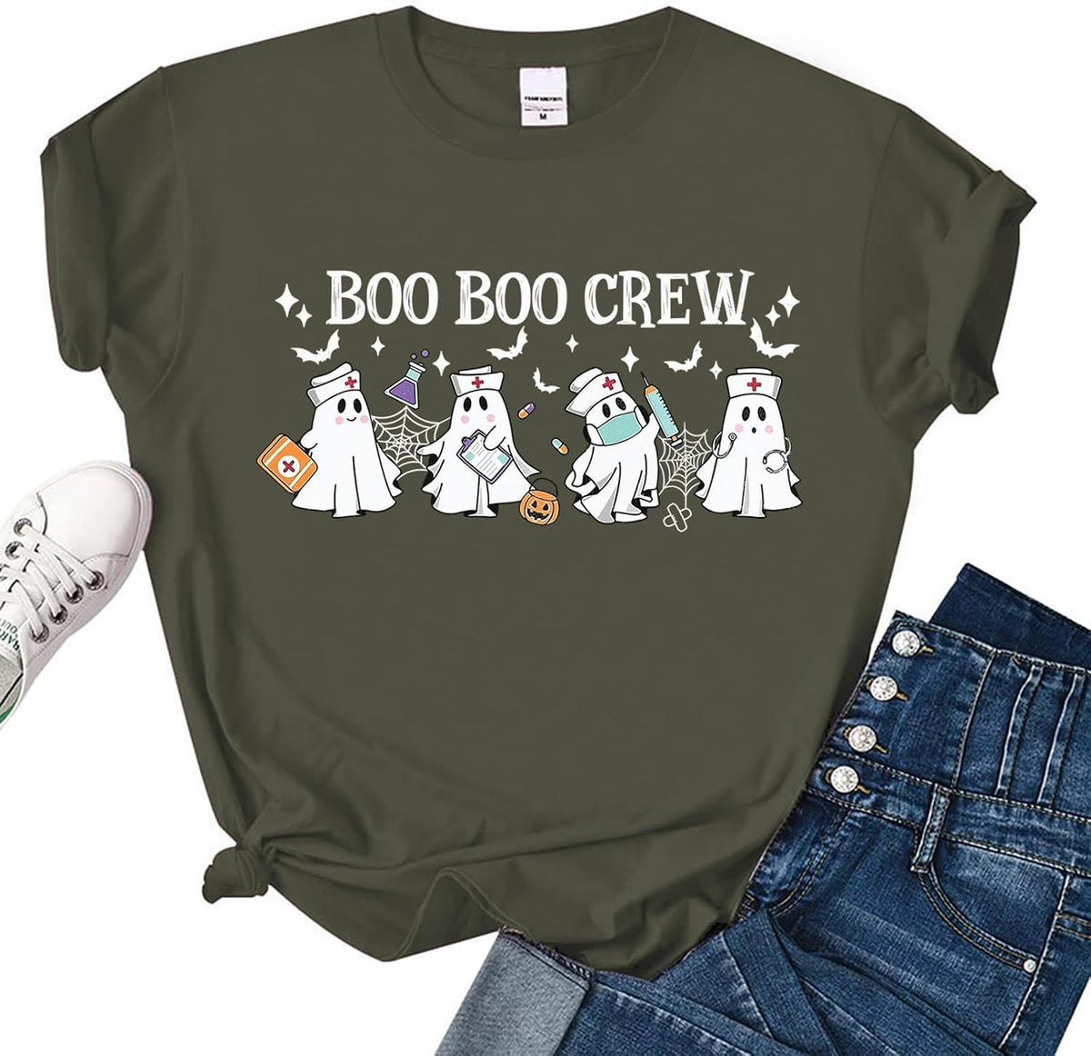 Halloween Nurse T-Shirt Spooky Season Ghost Shirt Halloween Nurse Gift