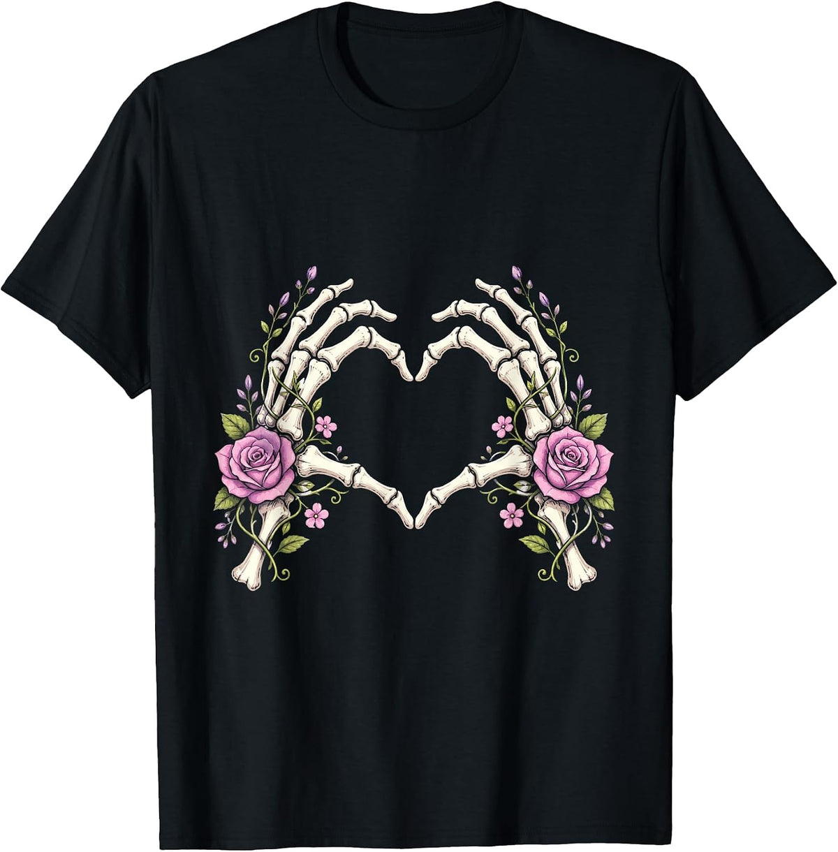 Halloween Skeleton Hands Heart Couple Matching Graphic T-Shirt