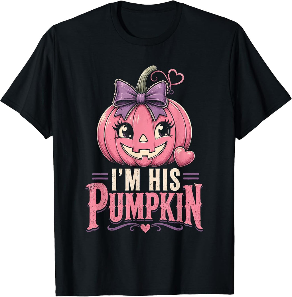 Halloween Couple I'm His Pumpkin Matching Jack O Lantern T-Shirt