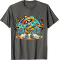Cute Dia De Los Muertos Mexican Kids Sugar Skeleton guitar T-Shirt