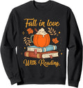 Fall In Love With Reading Autumn Librarian Cute Book Lover Sweatshirt