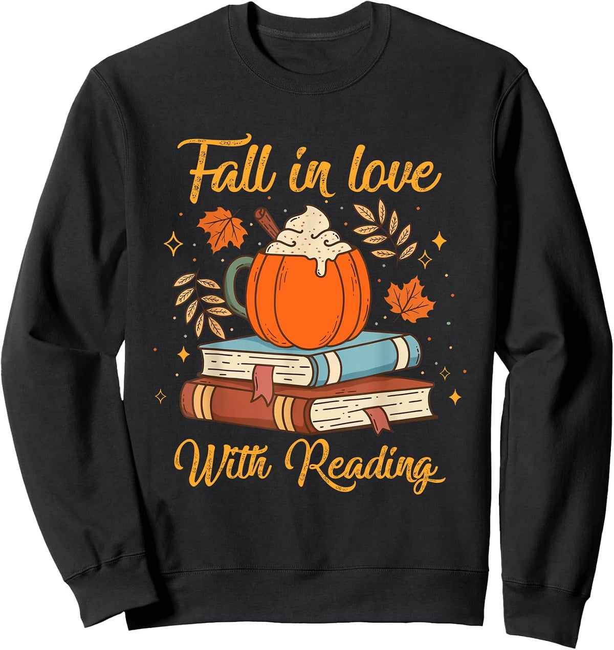 Fall In Love With Reading Autumn Librarian Cute Book Lover Sweatshirt