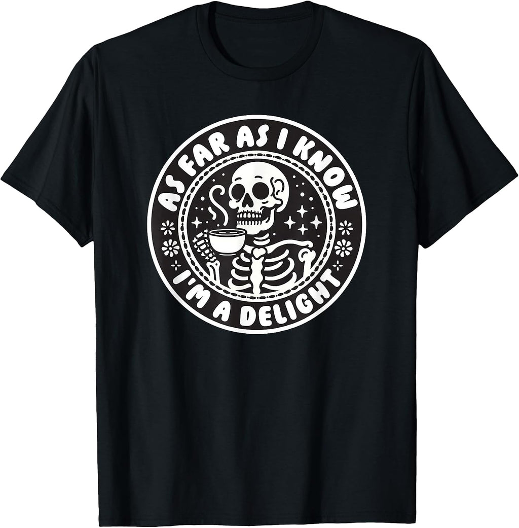 Funny Skeleton Coffee Humor Vintage Style Graphic T-Shirt