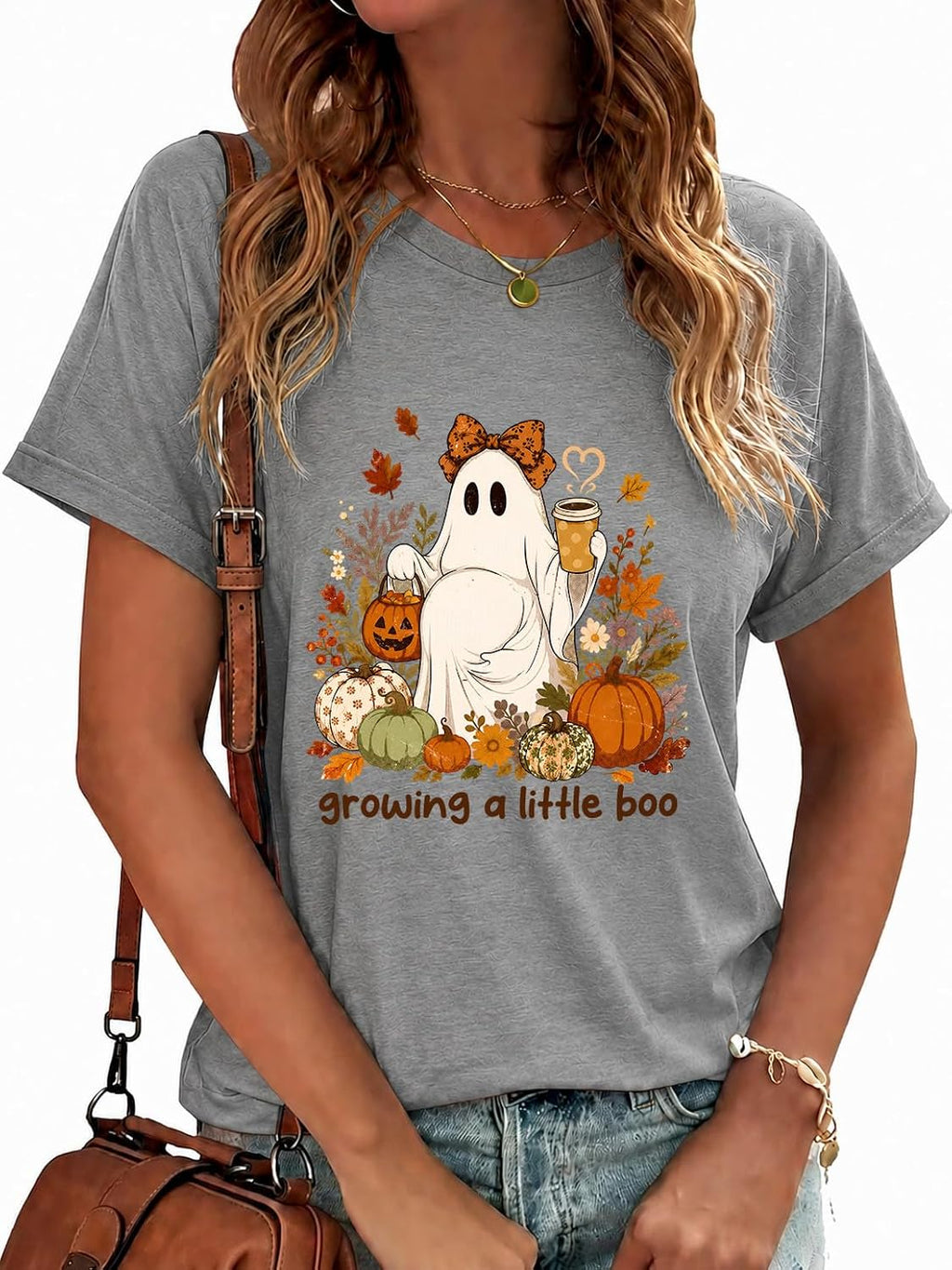 Growing A Little Boo Shirt Halloween Pregnancy T-Shirt Maternity Tshirt Top