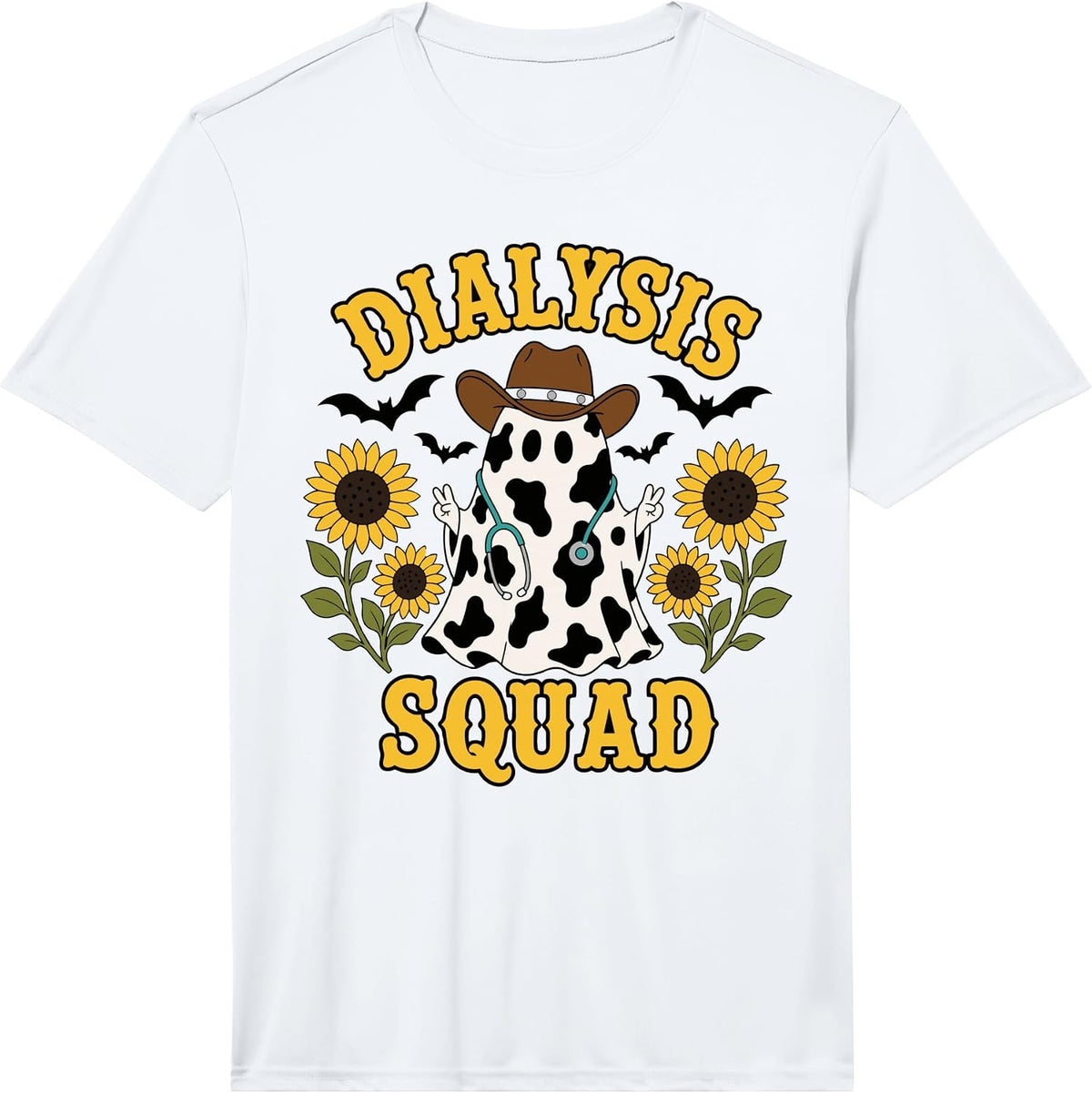Men's Halloween Dialysis Squad Western Ghost Dialysis Nurse Performance T-Shirt
