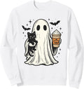 Retro Black Cat Pumpkin Spice Ghost Halloween Spooky Season Sweatshirt