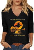 Halloween Shirts for Women: 3/4 V Neck Halloween Ghost Reading Book Shirt