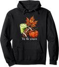 Tis The Season Fall Pumpkin Football Matcha Latte Autumn Art Pullover Hoodie