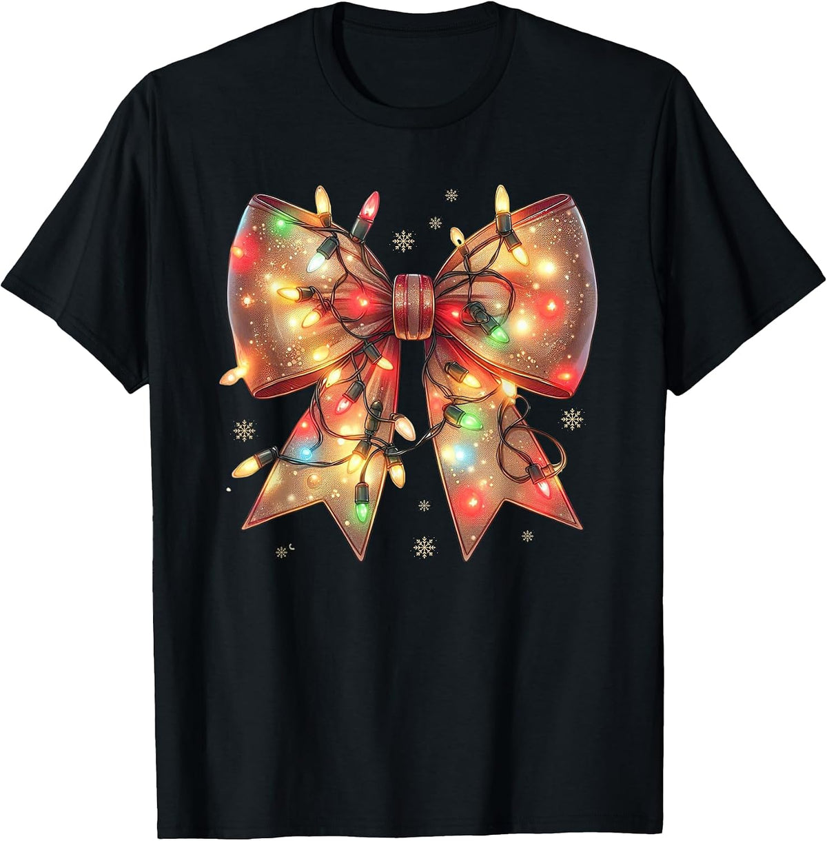 Christmas Light Coquette Bow Christmas Season Girls Womens T-Shirt