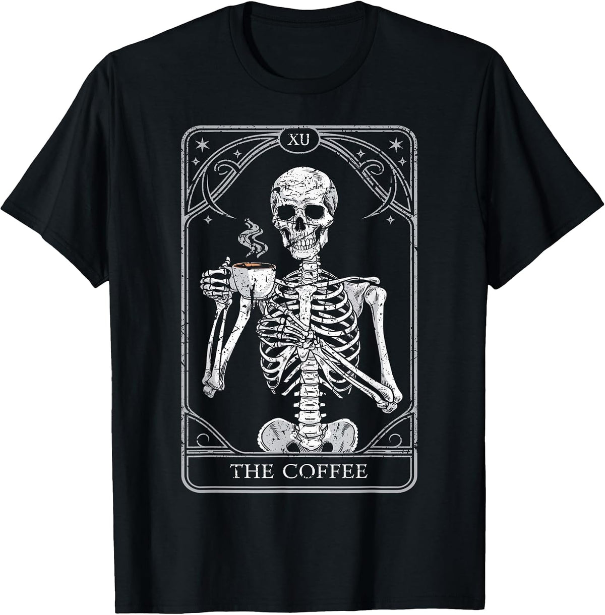 Skeleton Drinking Coffee T-Shirt
