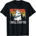 Retro I Will Stab You Ghost Nurse Funny Halloween RN Nursing T-Shirt