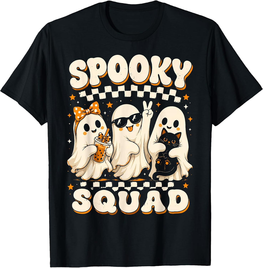 Halloween Retro Ghosts Spooky Squad Funny Halloween T-Shirt