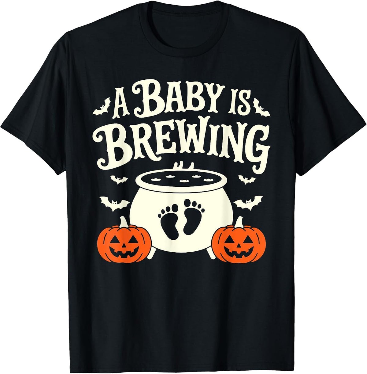 A Baby Is Brewing White Cauldron Halloween Baby Pregnant T-Shirt