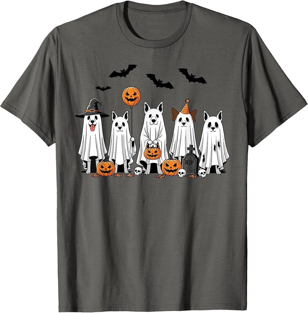 Halloween Ghost Dogs Pumpkin Candy Party Costume T-Shirt