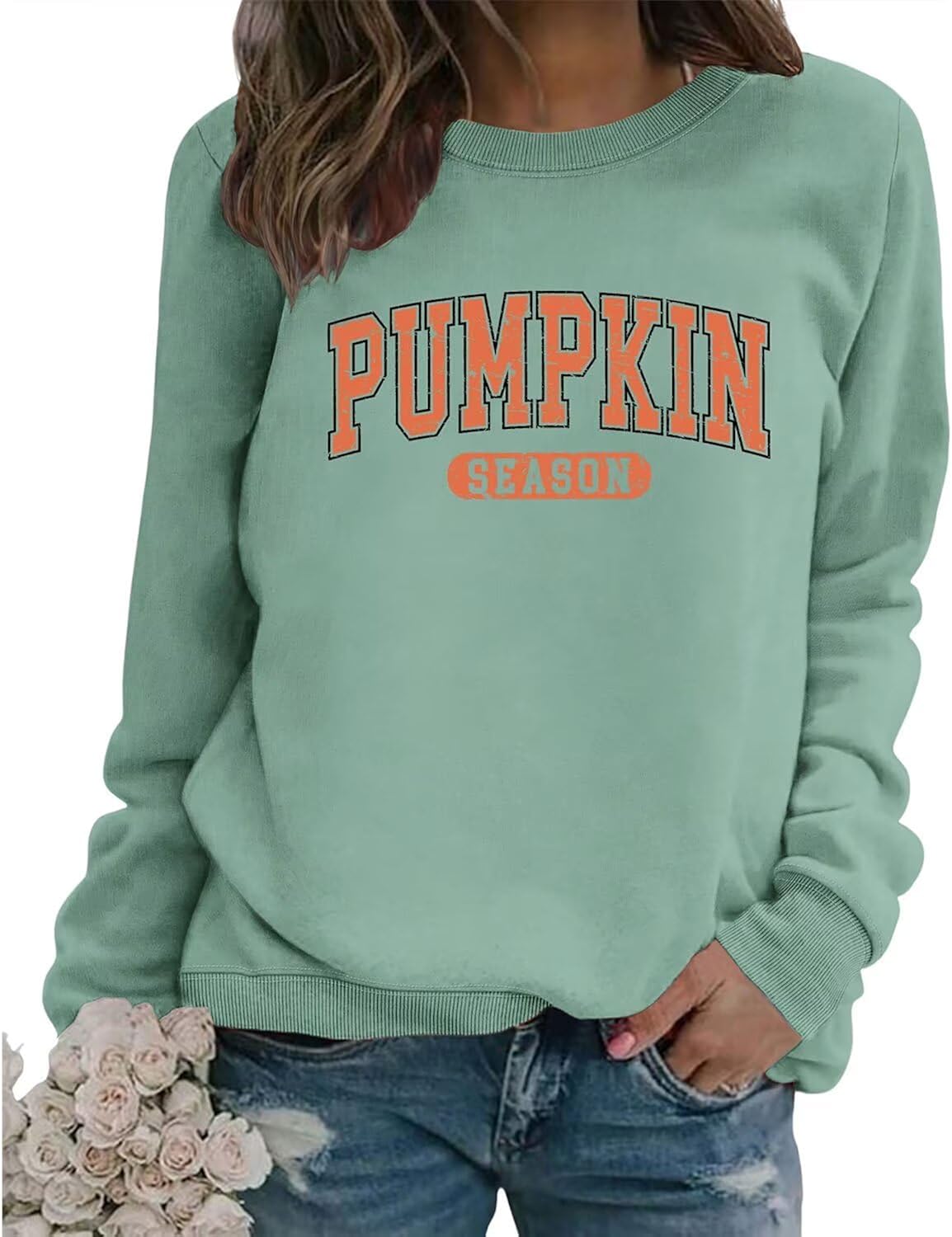 Pumpkin Season Sweatshirt for Women Cute Graphic Halloween Sweatshirts