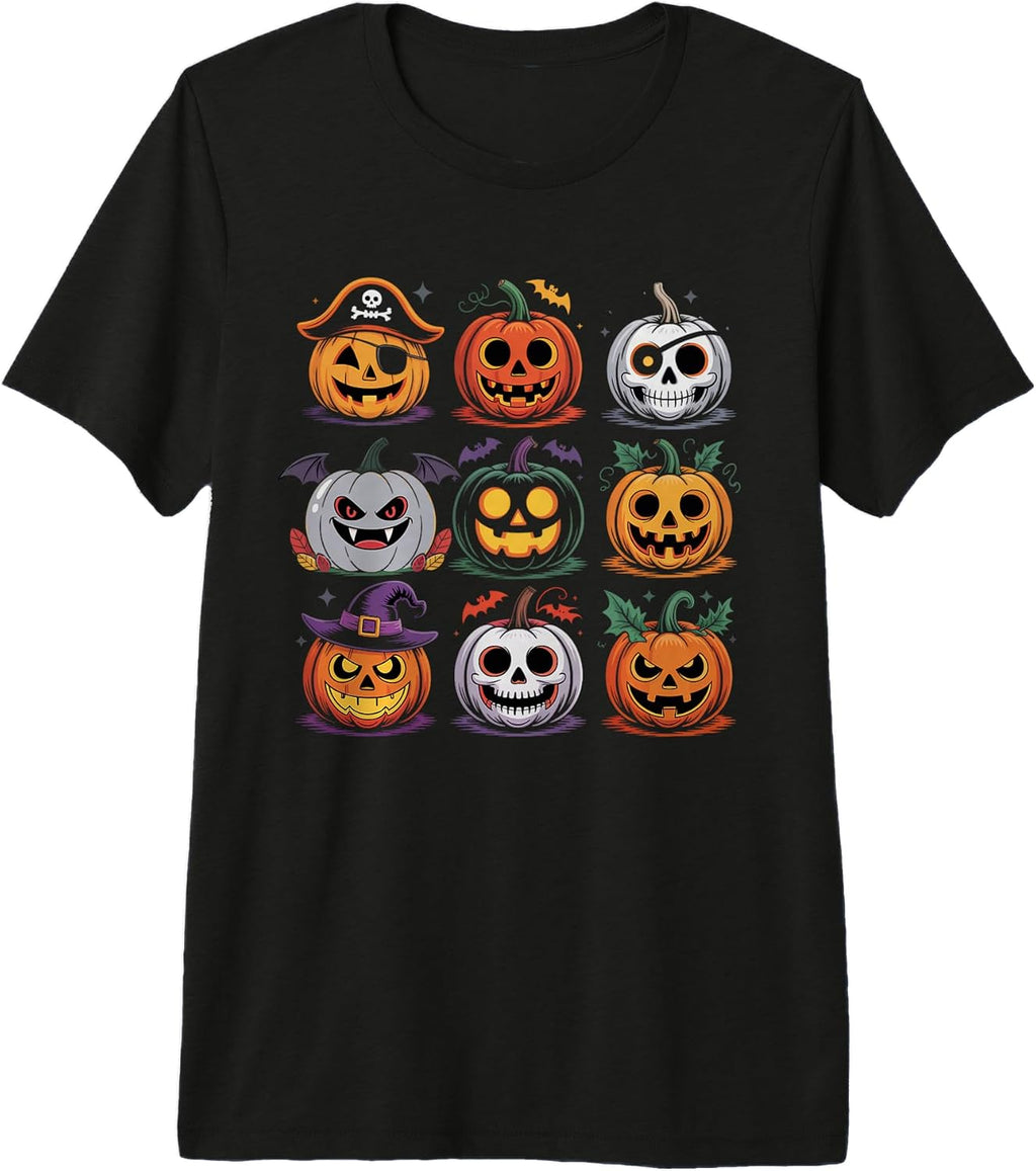 Spooky Pumpkins Faces Family Matching Halloween Costume 2025 Premium Tri-Blend T-Shirt