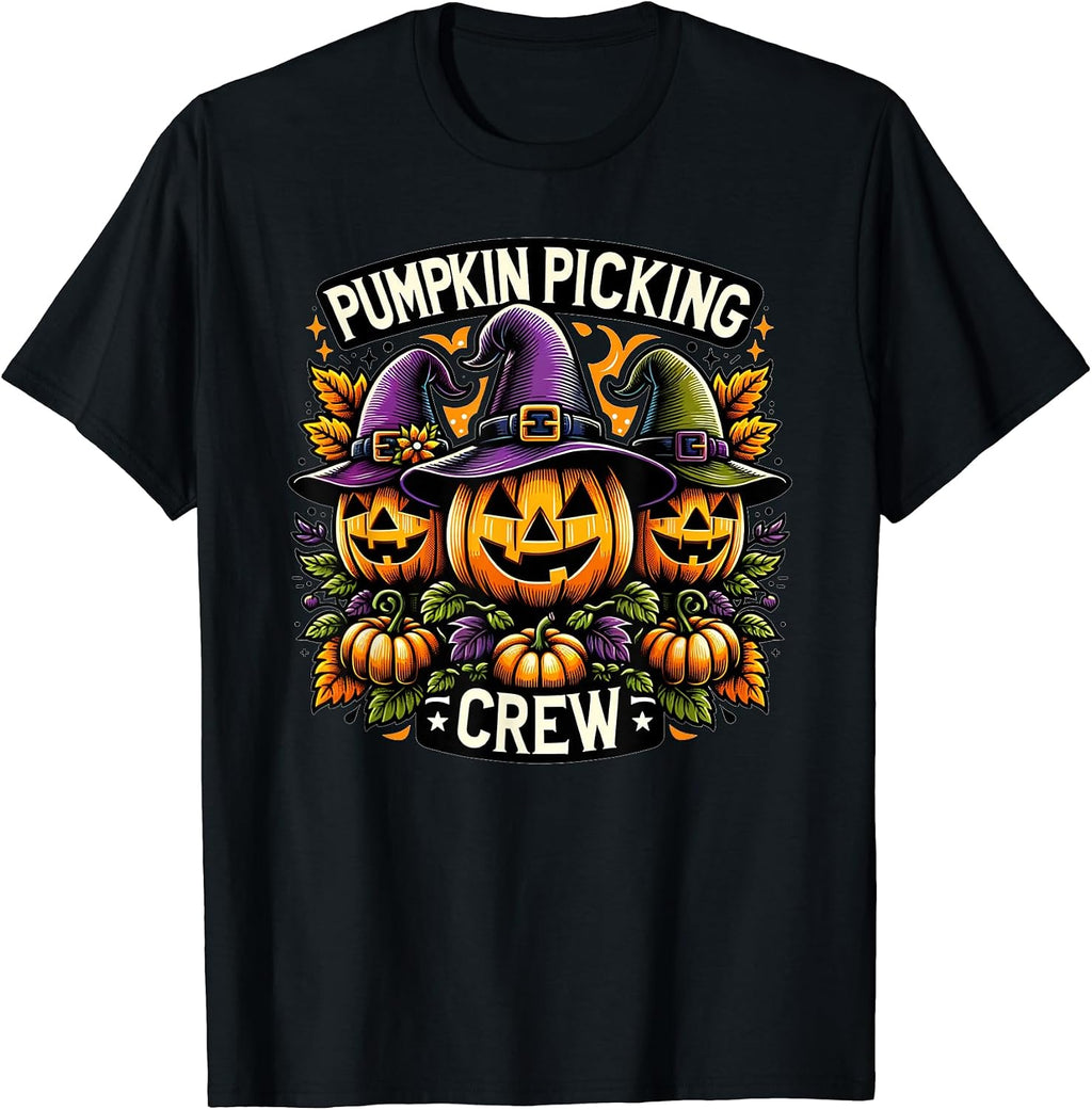 Funny Pumpkin Picking Crew Halloween Tees