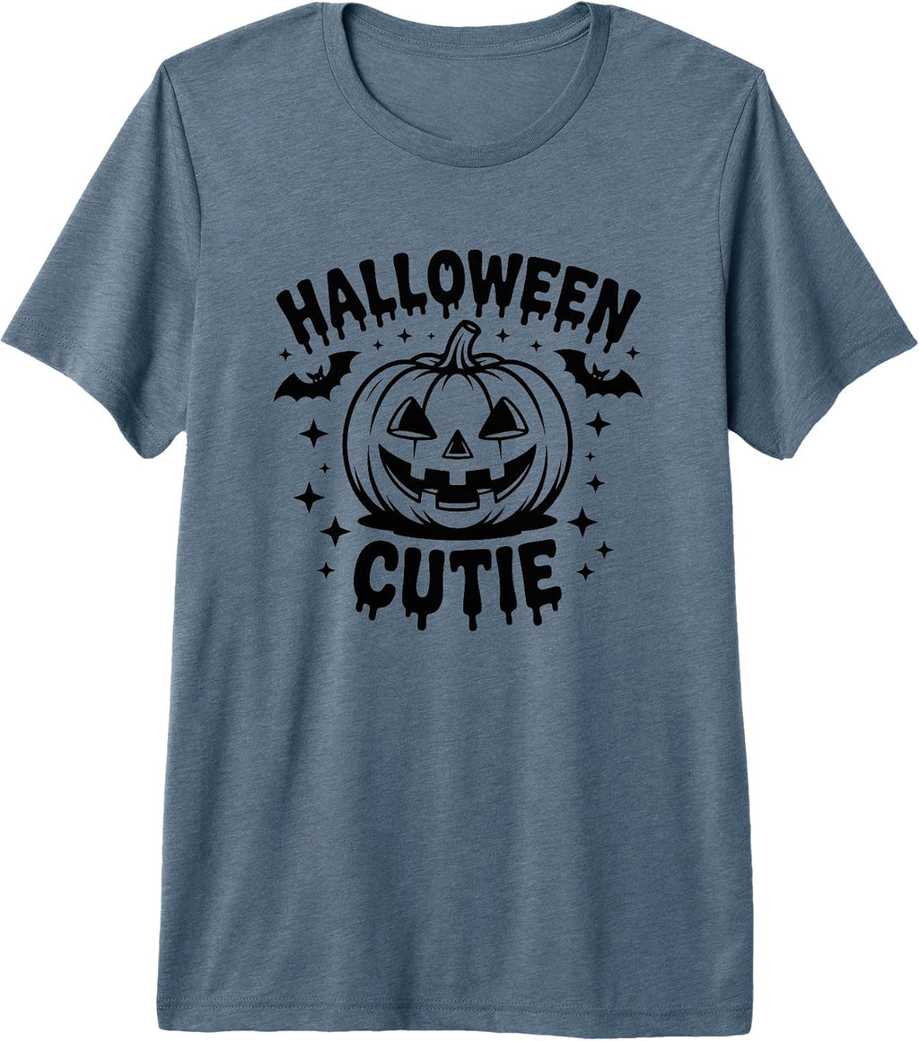 Halloween Cutie Pumpkin Smiling Face Premium Tri-Blend T-Shirt