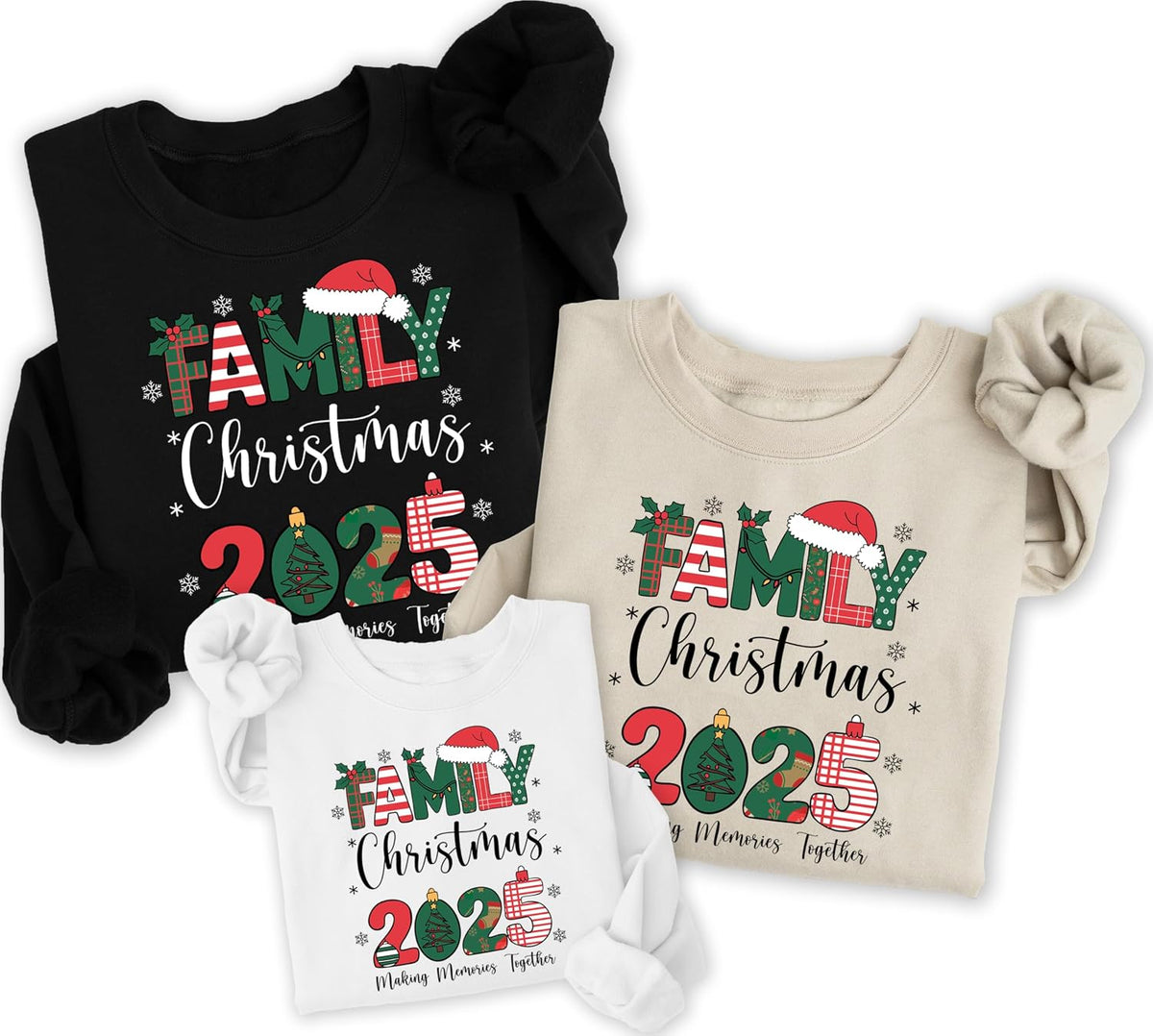2025 Family Christmas Outfits | Matching Xmas T-Shirts & Sweatshirts for Family | Merry Christmas Shirts for Baby, Kids, and Adults