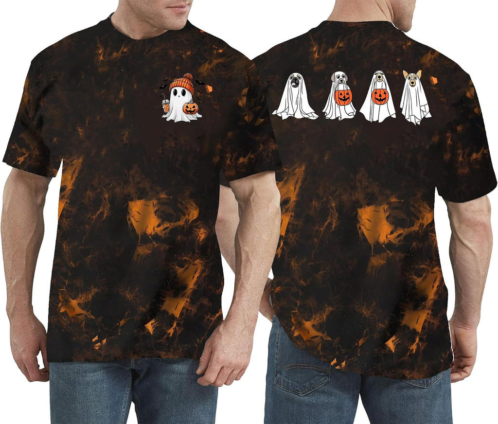 Halloween Shirt for Men Dancing Skeleton Tshirt Pumpkin Graphic Tee