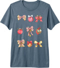 Christmas Coquette Bow Ribbons Ornaments Farmhouse Style Premium Tri-blend T-Shirt