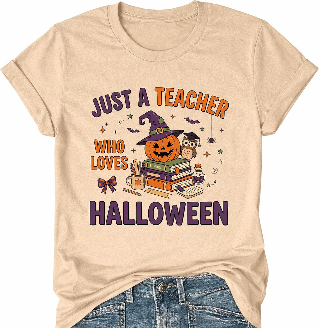 Halloween Teacher Shirts Just A Teacher Who Loves Halloween Funny Tshirts