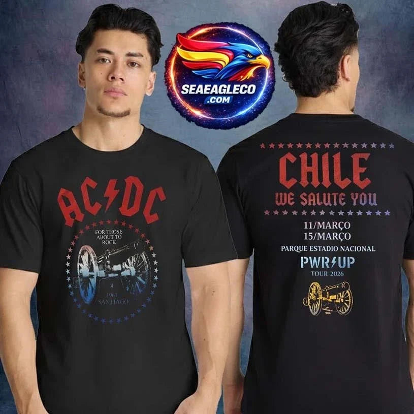AC DC Chile Exclusive PWR Up Tour 2026 Two Sided Shirt Unisex