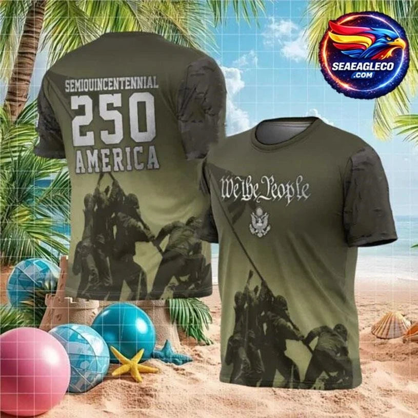 America 250th Anniversary Semiquincentennial Iwo Jima Veteran Two Sided Shirt Unisex